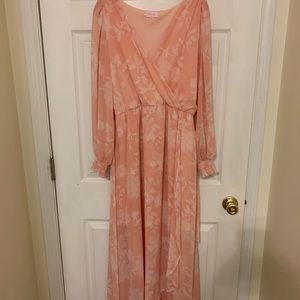 Pink Lily Maxi Dress. Soft peach